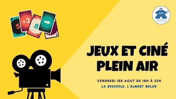 Affiche « Jeux et ciné plein air » au parc de la Boussole, à Melun